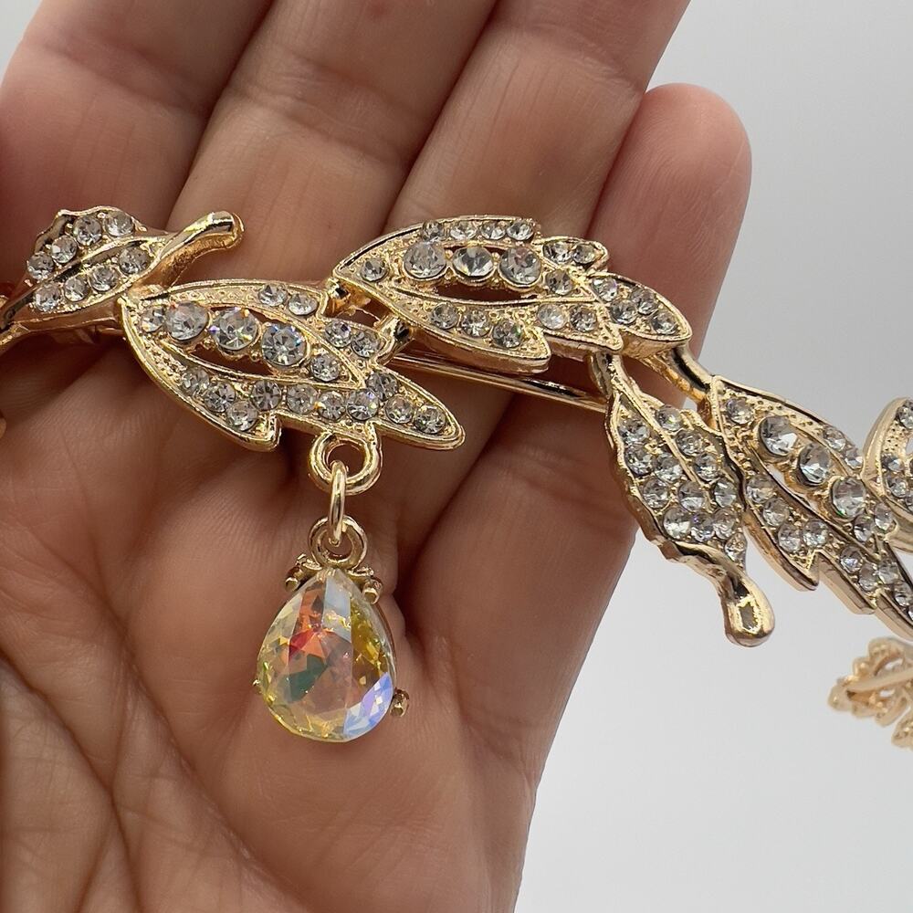 Gold Elf Fairy Tiara with Iridescent Gem & 4 Elf Ears Halloween Cosplay Princess - Picture 3 of 12